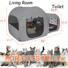 LUCKITTY playpen connected companion house creates a second cozy room for cats