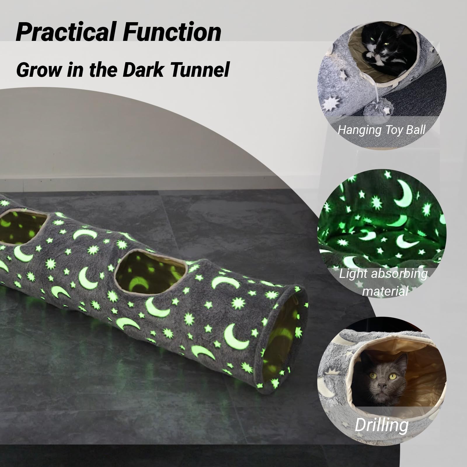 LUCKITTY Self-luminous glow reveals the moon and star pattern in darkness.