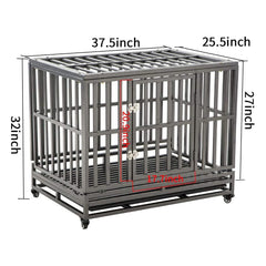 LUCKUP 38-Inch dog cage side view, durable corrosion-resistant steel.