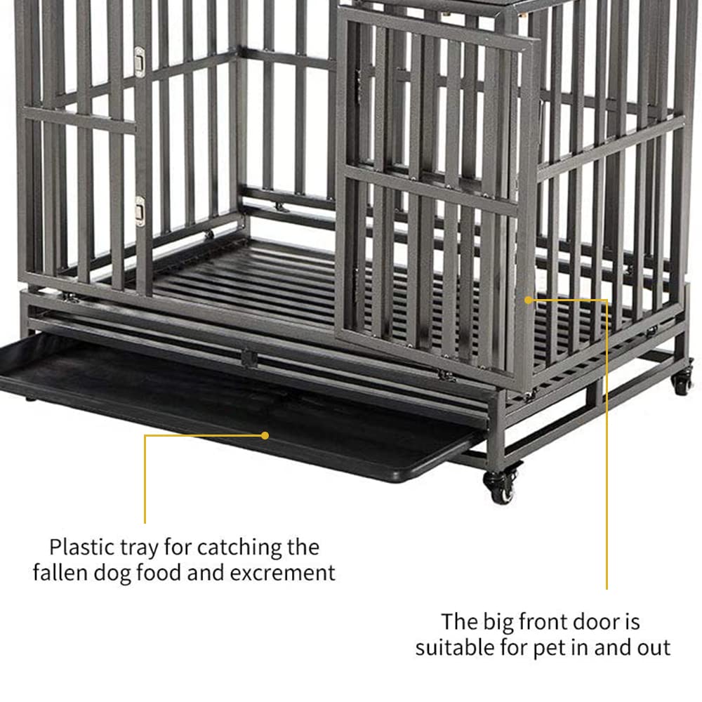 LUCKUP 38-Inch metal kennel top view, secure design.