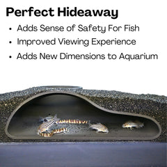 Lucky Critter aquarium safe plastic tunnel cave sinks for a low-maintenance setup.