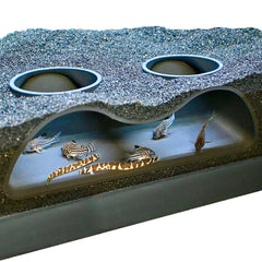 Lucky Critter underground tunnel cave two-hole provides natural hiding and clear viewing in your aquarium.