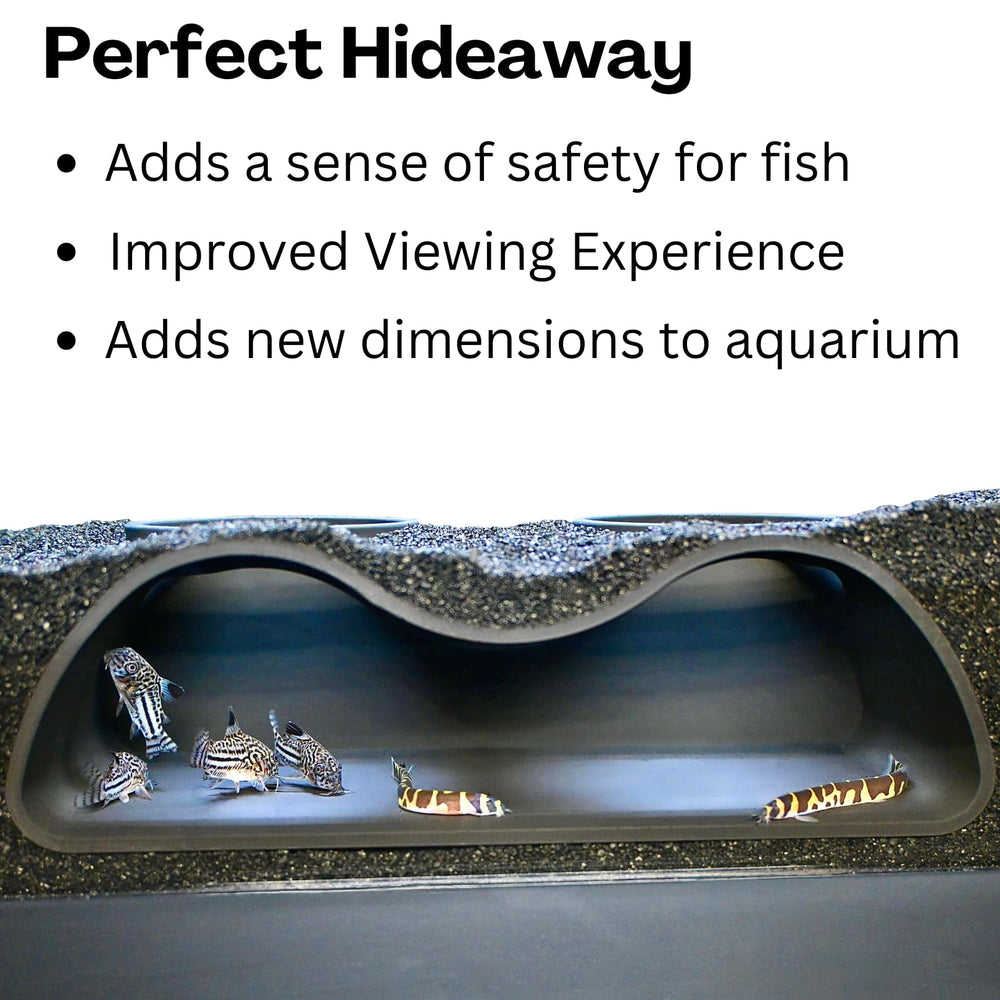 Lucky Critter two-hole cave suits Pleco, Corydoras, and Kuhli Loach gracefully.