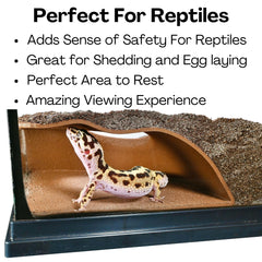Lucky Critter natural curve reptile cave hide offers a safe, curved shelter for lounging.
