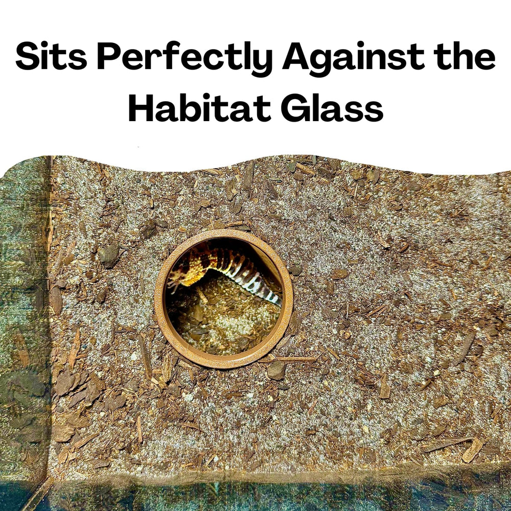 Lucky Critter Reptile Corner Underground Cave promotes enrichment in the enclosure.