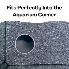 Lucky Critter sunken-bottom habitat decor enhances tank viewing and natural look.