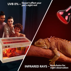 LUCKY HERP 100W red heat lamp delivers focused warmth for reptiles.