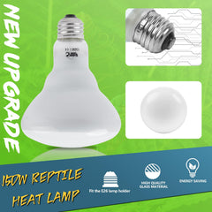 LUCKY HERP 150W heat lamp bulb for bearded dragons enhances basking warmth.