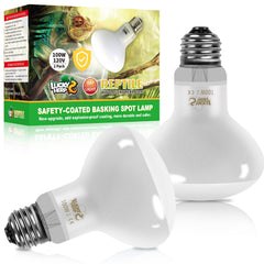 LUCKY HERP 3rd Gen 100W reptile heat lamp bulb—basking warmth in action.