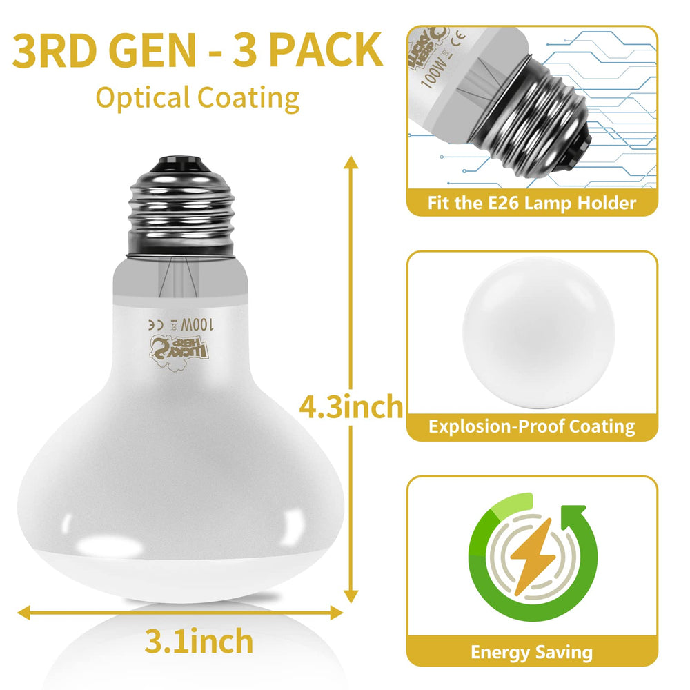 Lucky Herp 3rd-gen E26 base compatible bulb ready for 120V installation.
