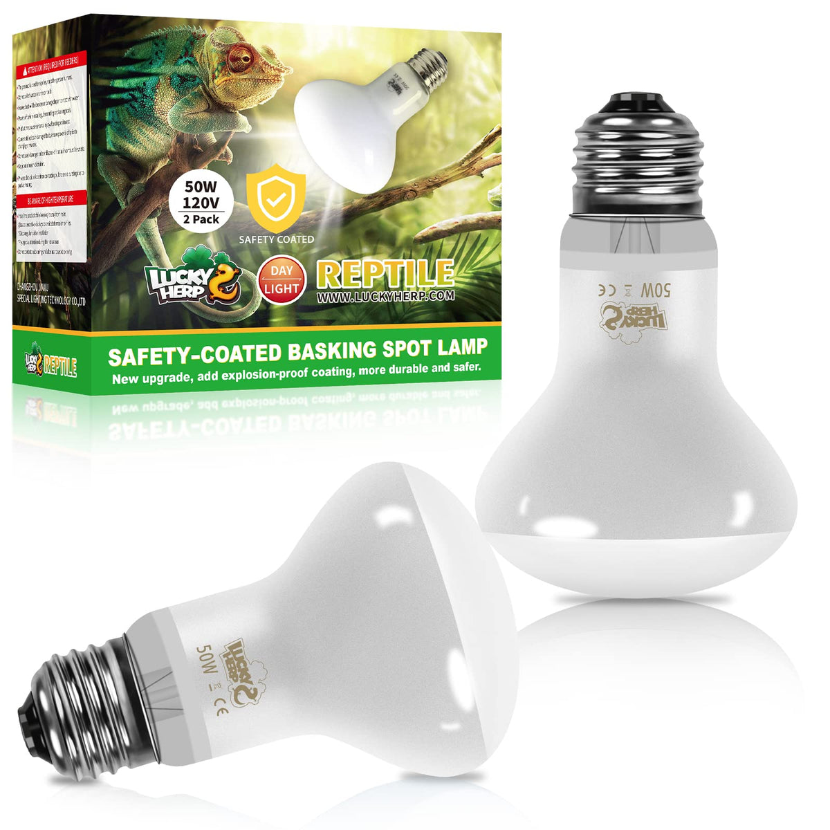 LUCKY HERP 50W reptile heat lamp bulb for steady basking warmth