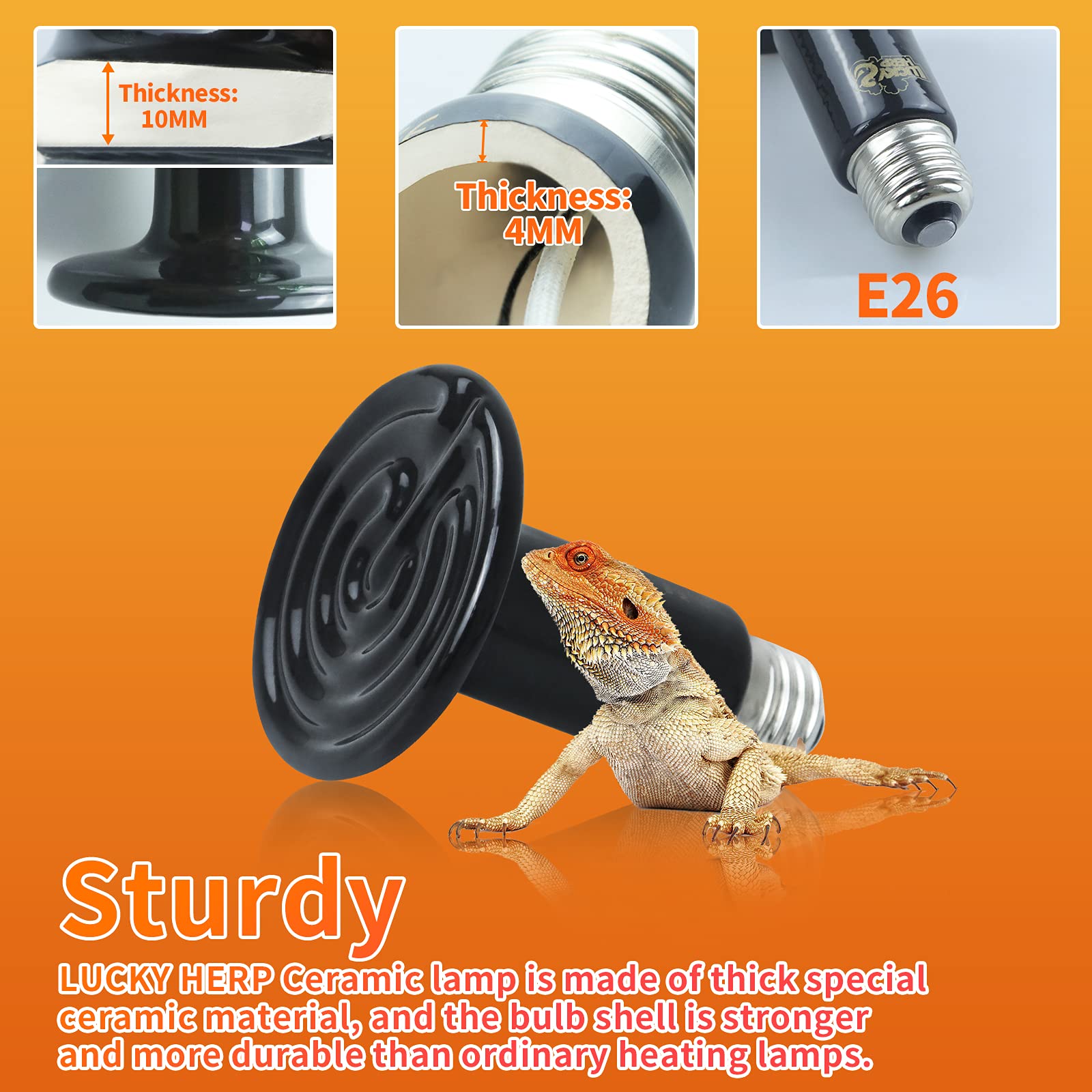 Lucky Herp ceramic heat emitter ideal for night use in reptile enclosures.
