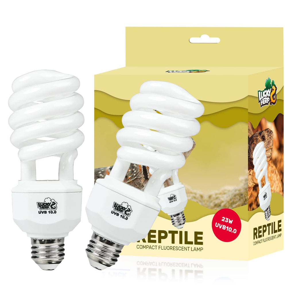 Lucky Herp desert reptile UVB 23W bulb for terrarium lighting.