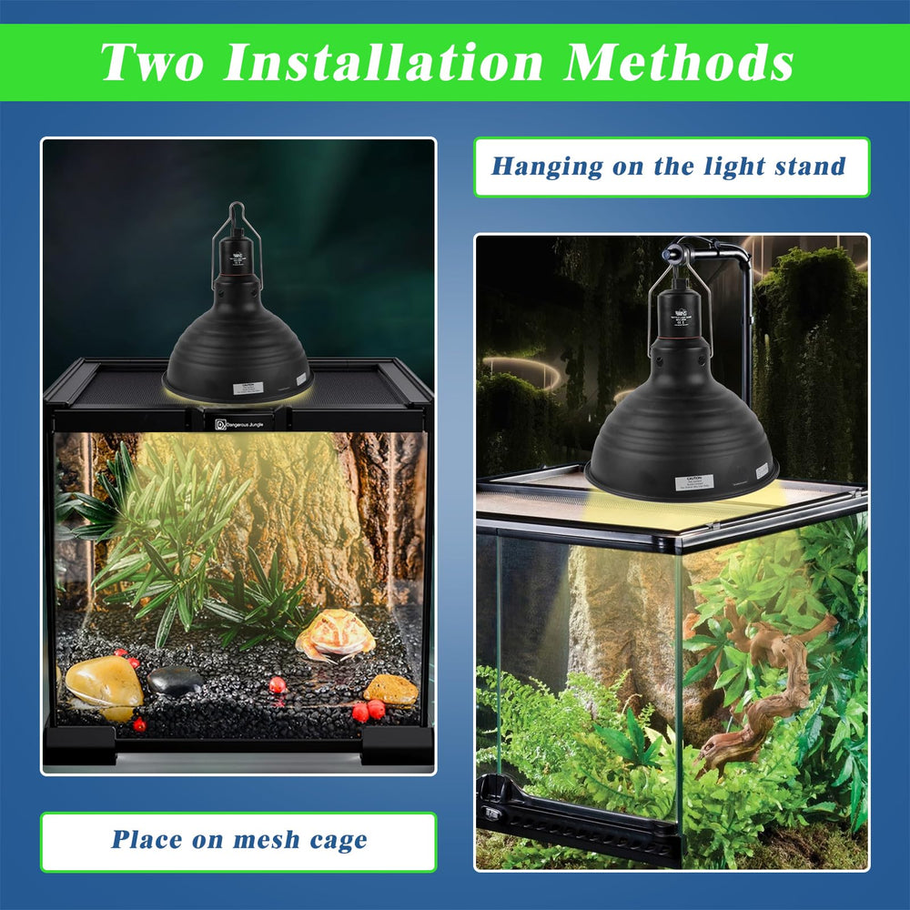 LUCKY HERP easy installation for most terrariums and light holders.