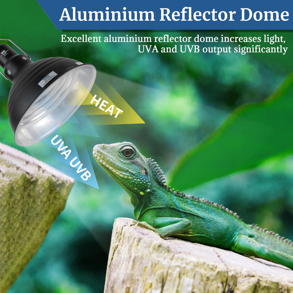 LUCKY HERP heat-dissipation holes promoting cooler operation and longer bulb life.