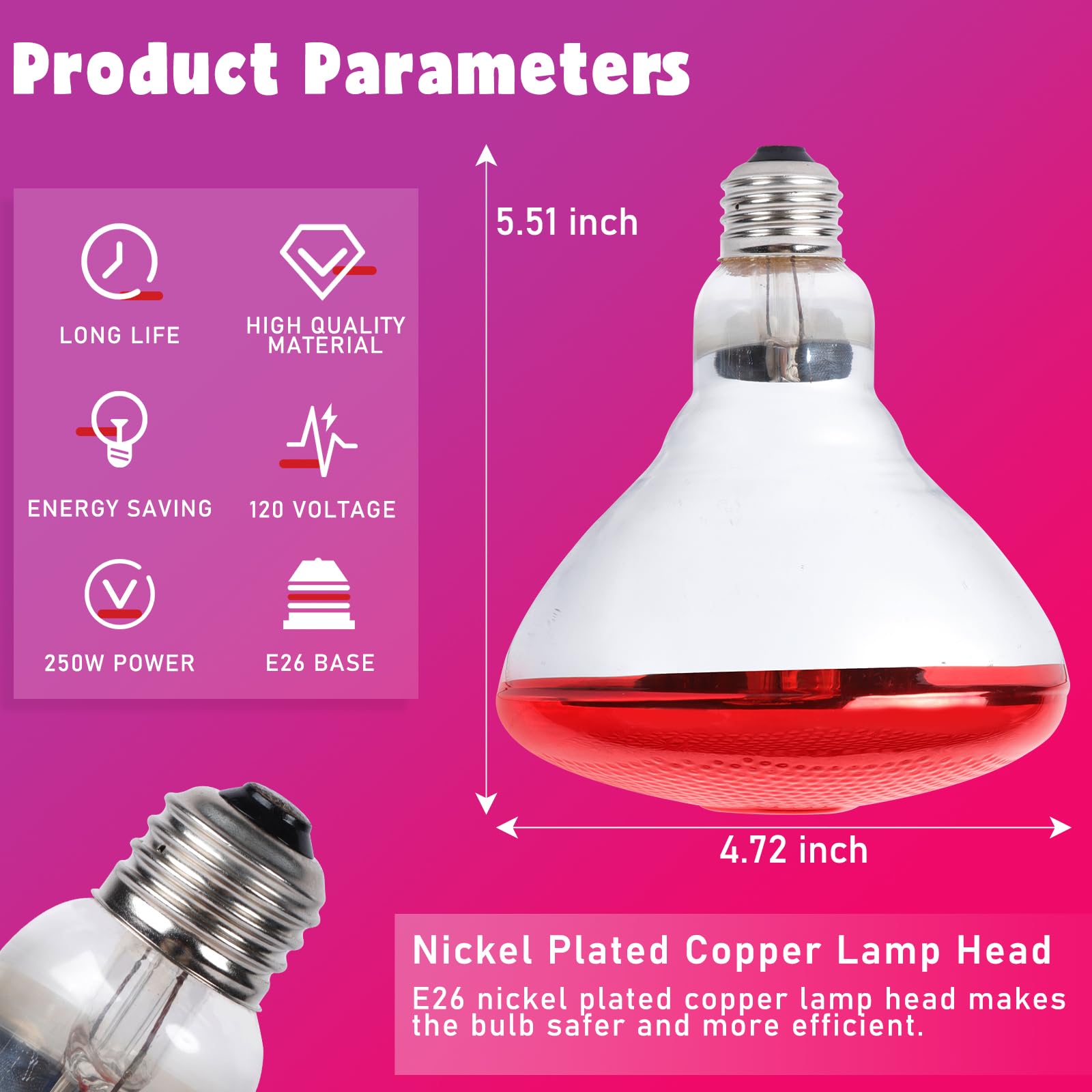 LUCKY HERP red heat lamp bulb for poultry brooding and warmth.