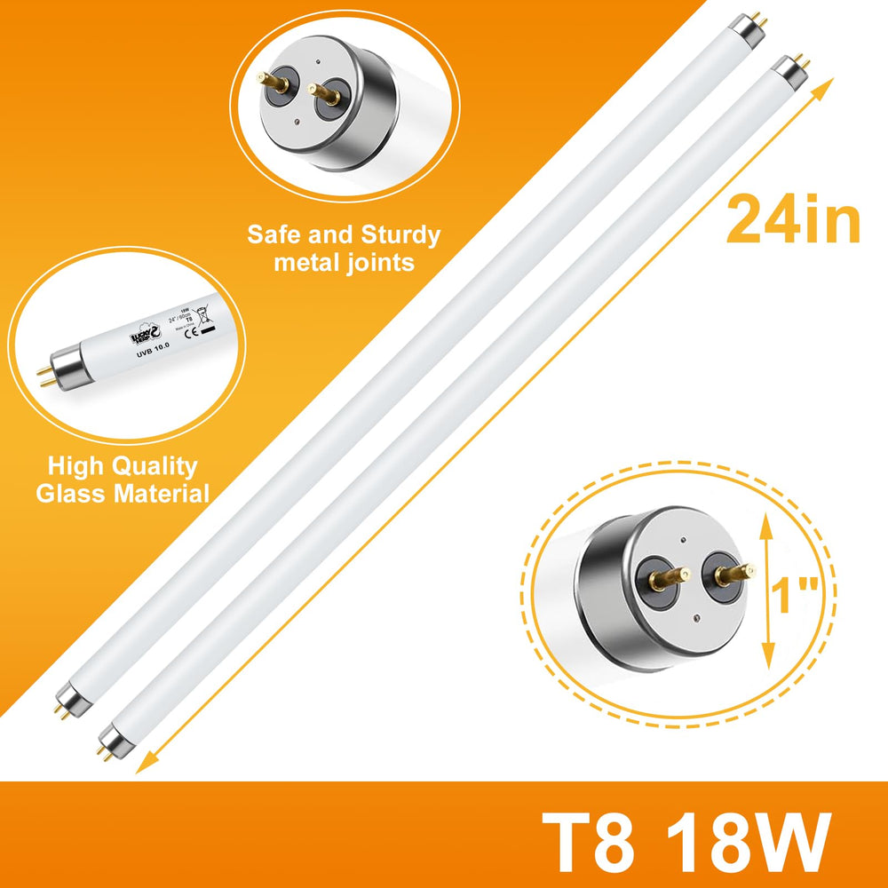 LUCKY HERP T8 18W UVB 10.0 high-output performance benefits bearded dragons' basking zones.
