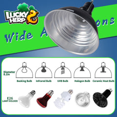 LUCKY HERP compatibility for UVB, basking, and heat lamp options in terrariums.