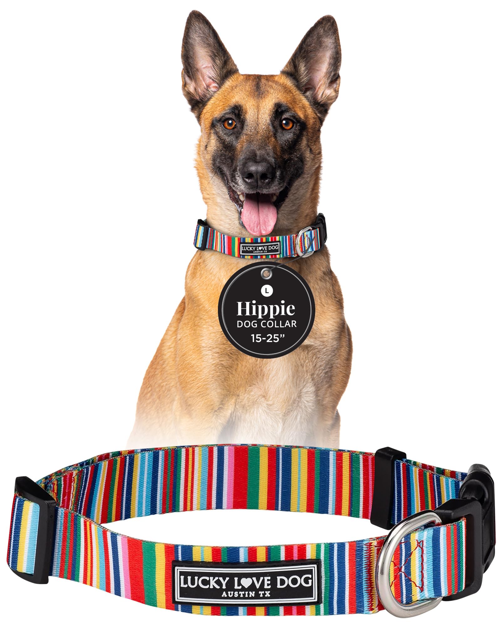 Lucky Love Dog adjustable collar with easy click buckle for secure daily wear.