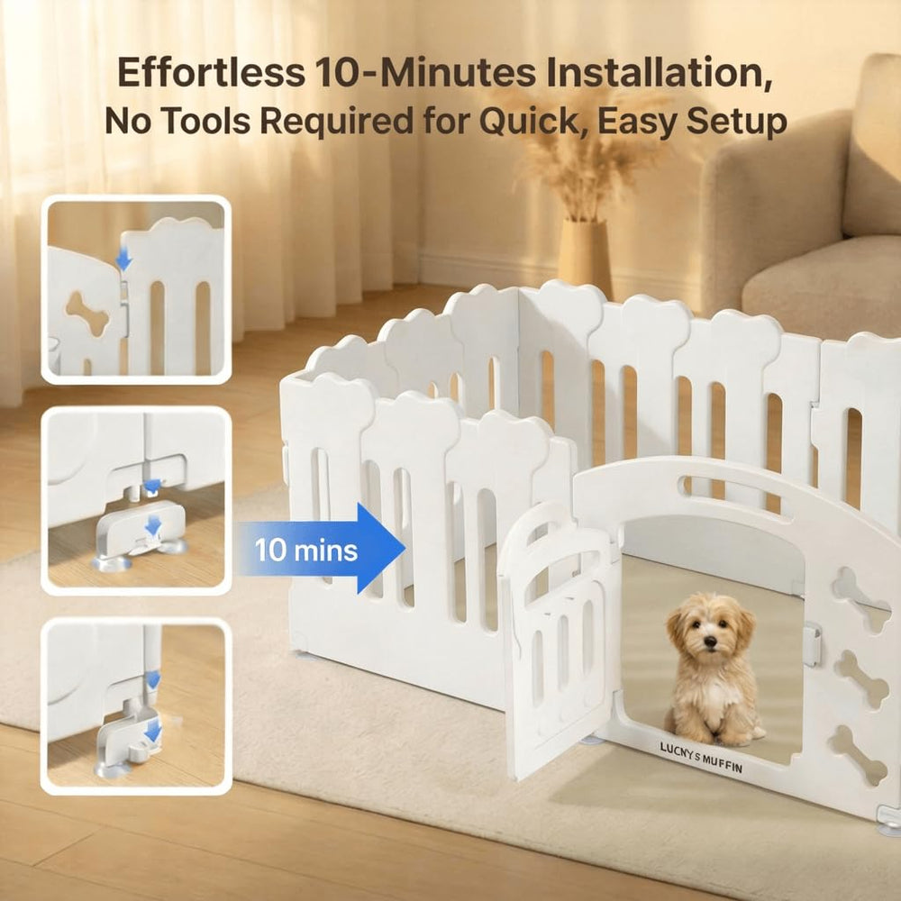 LUCKY MUFFIN playpen with dual suction grips enhances indoor stability.