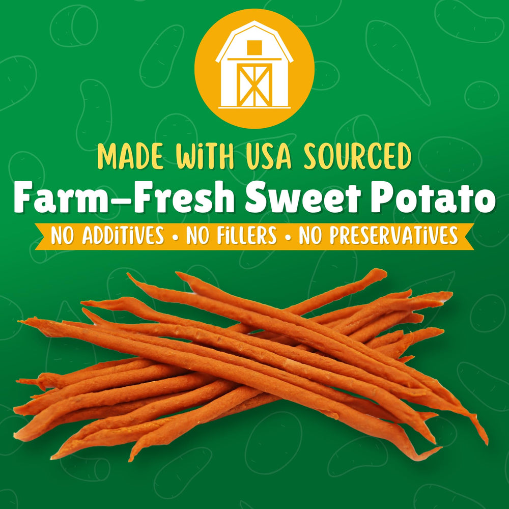 Lucky Premium Treats sweet potato straws in a bowl, ideal for training rewards