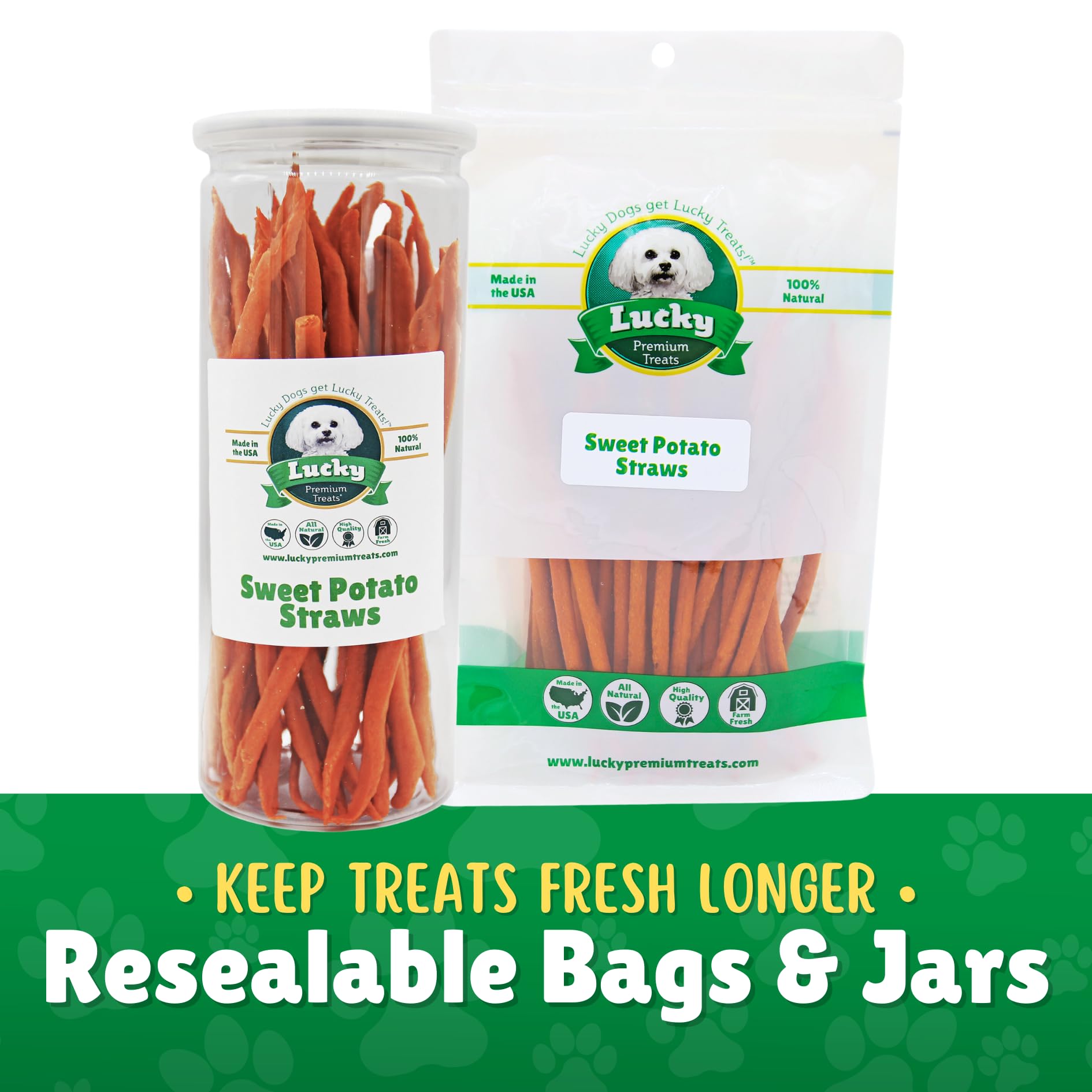 Lucky Premium Treats USA-made sweet potato straws for wholesome snacking