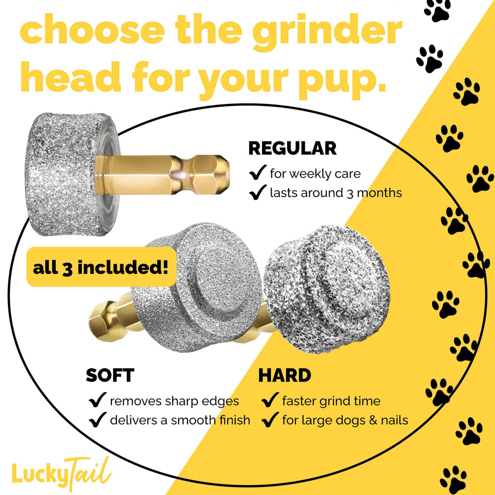 LUCKY TAIL dog nail grinder hard head for thick nails and faster results.