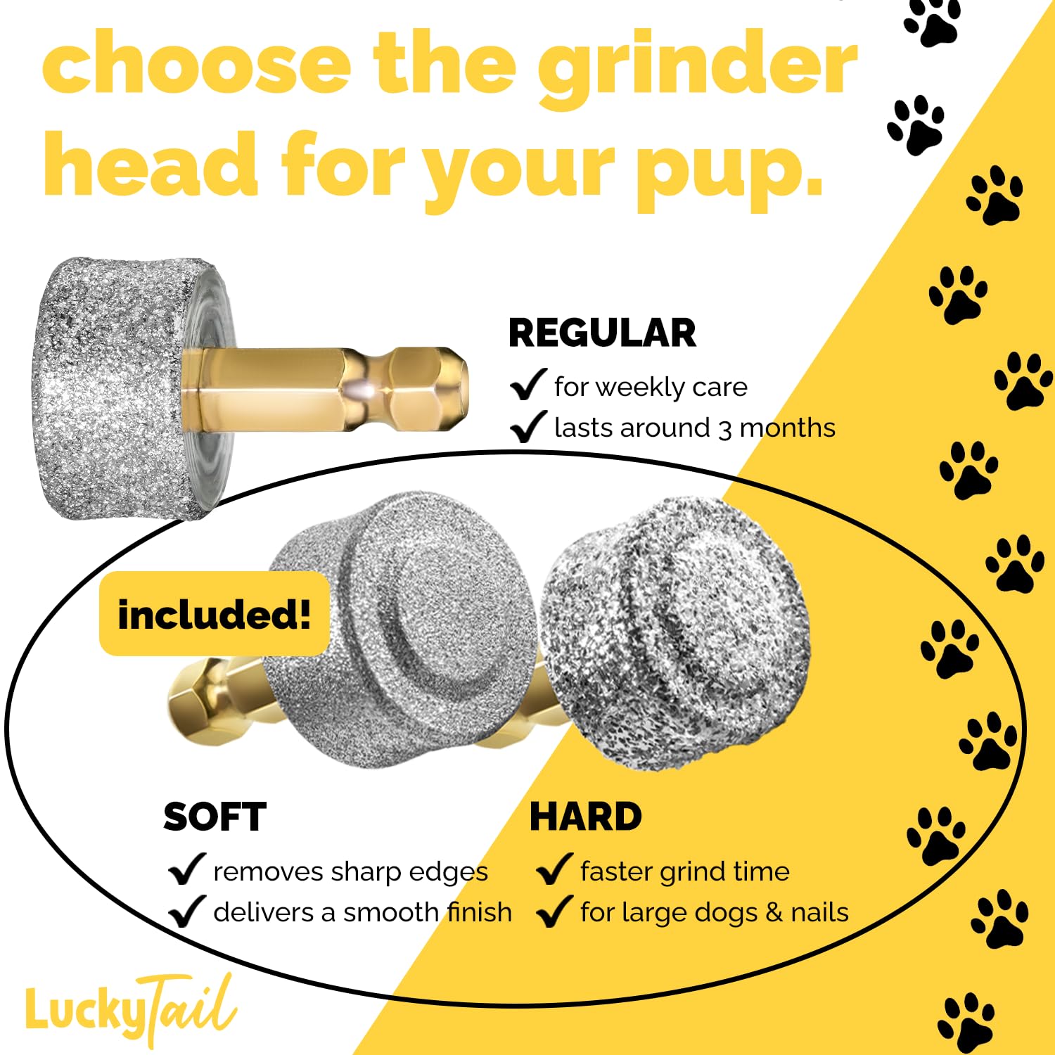 LUCKY TAIL soft head for gentle shaping and finishing nails