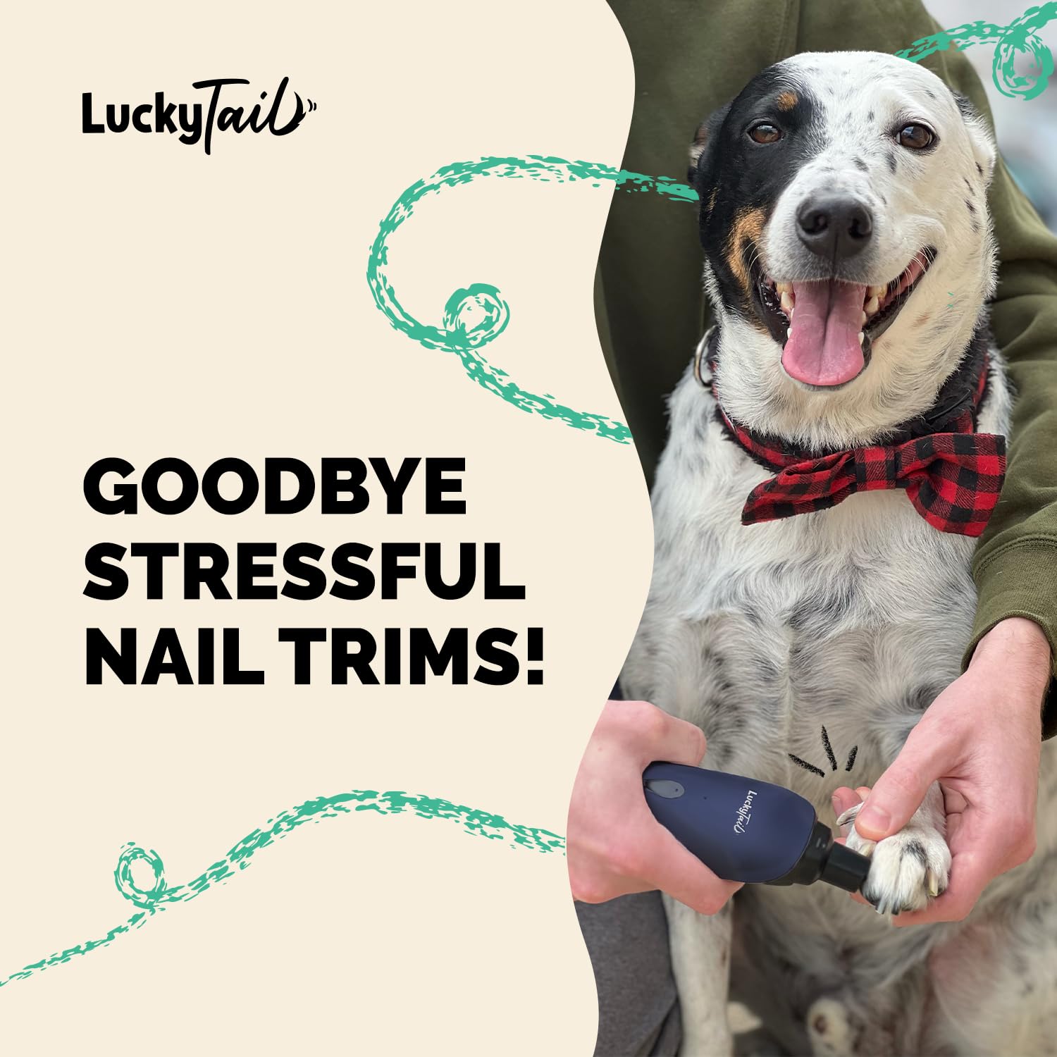 LUCKY TAIL nail grinder with dual LED lights for precise trimming