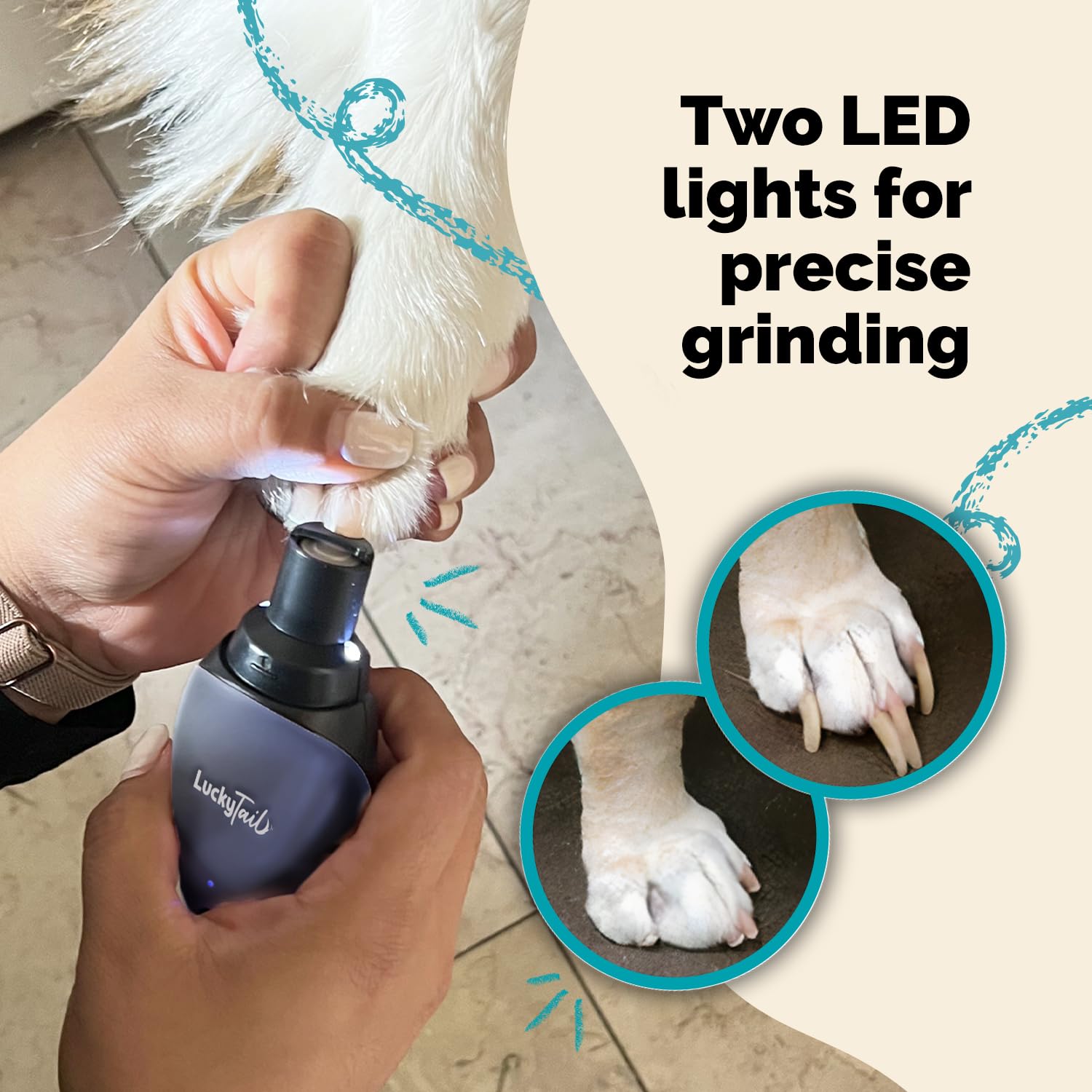 LUCKY TAIL two speeds for gentle or detailed nail care