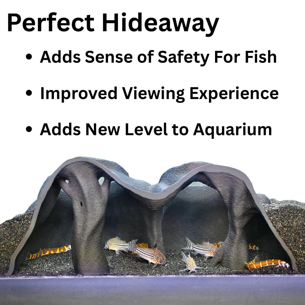Lucky Critter mangrove-inspired cave curve blends with reef aquascapes.