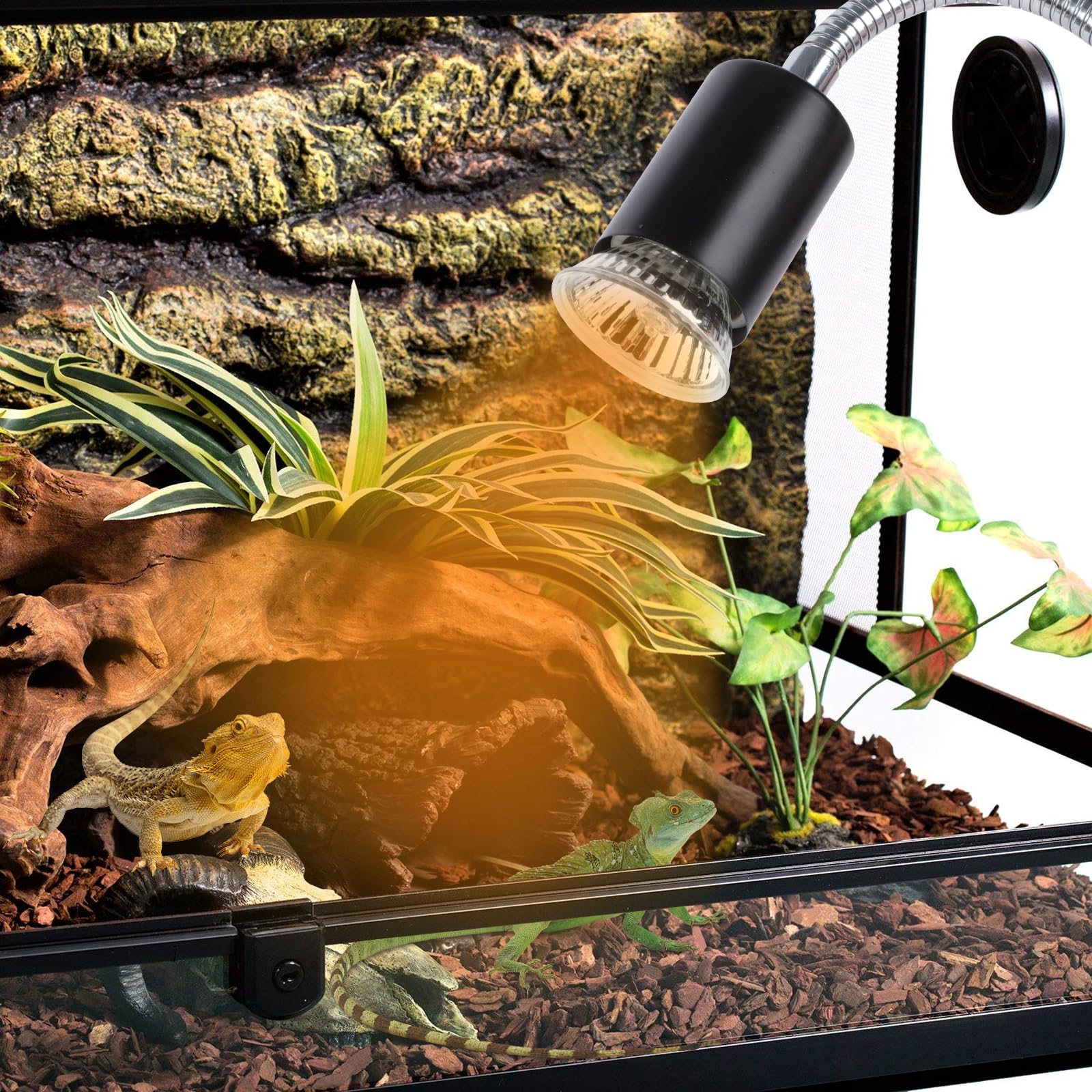 LUCKY HERP turtle tank lighting setup for adaptable enclosures.