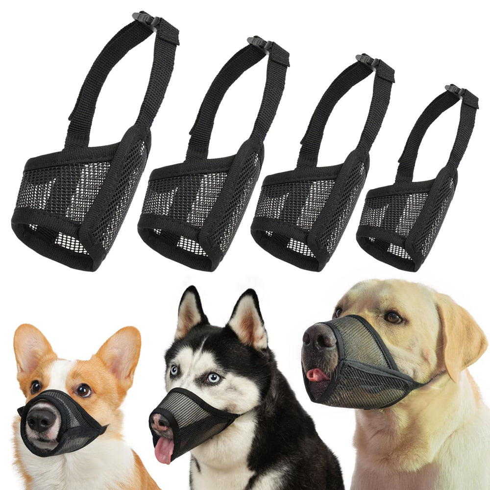LUCKYPAW dog muzzle set packaging showing four-piece kit for multi-dog grooming readiness