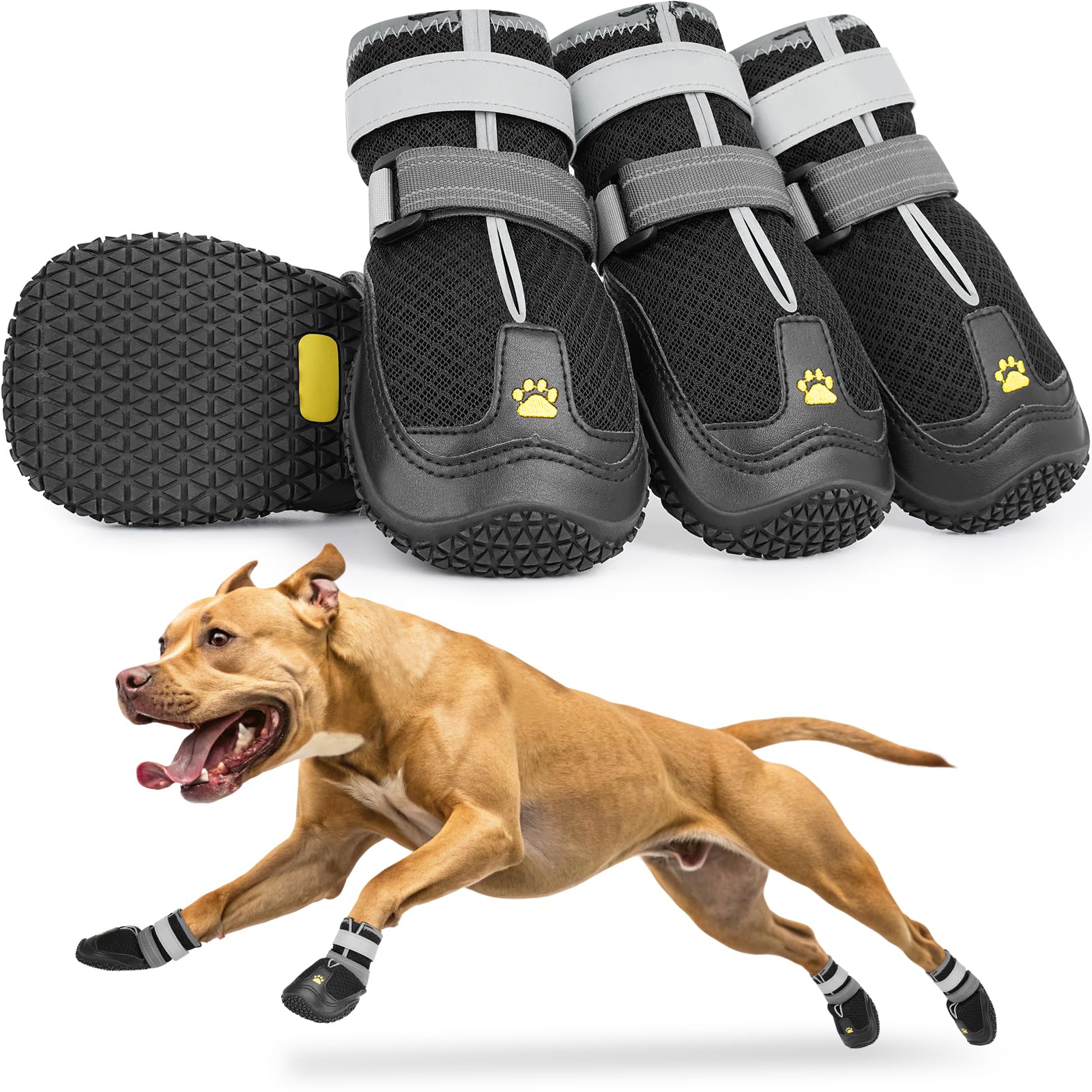 LUCKYPAW dog shoes size 8 on paw for a secure, comfy outdoor walk.