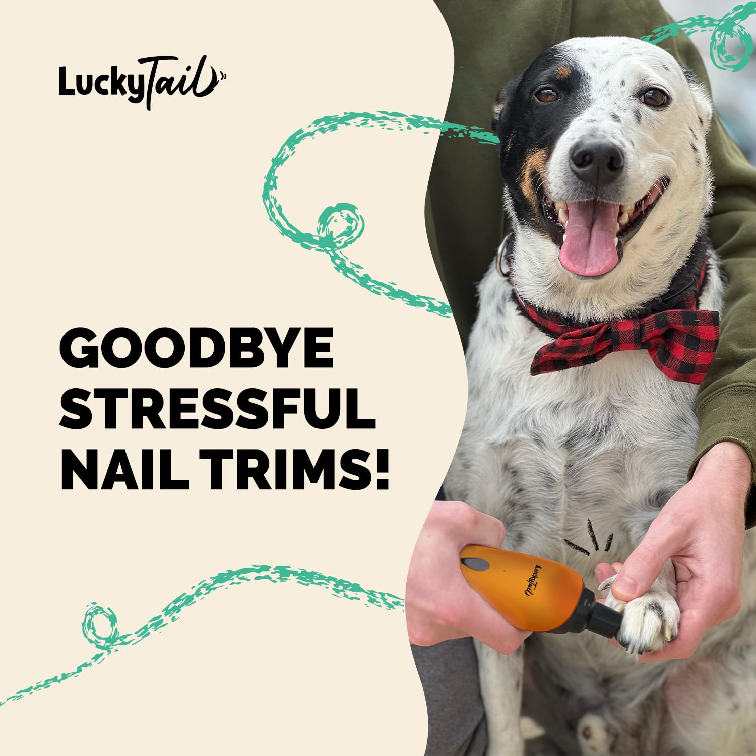 Lucky Tail dog nail grinder featuring two LED lights for precise trimming
