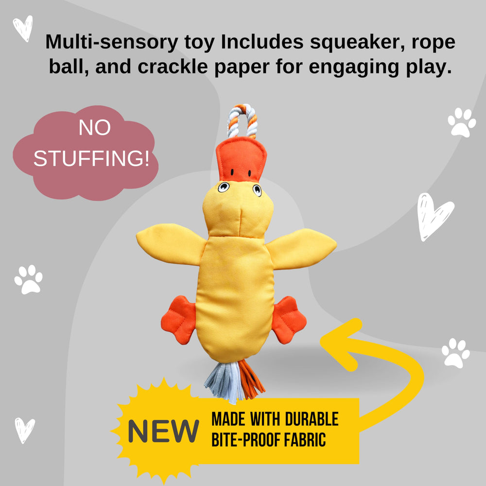 LUCOLOVE duck toy enriches training with dynamic tug and squeak action.