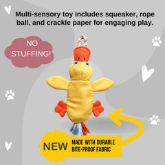 LUCOLOVE duck toy enriches training with dynamic tug and squeak action.