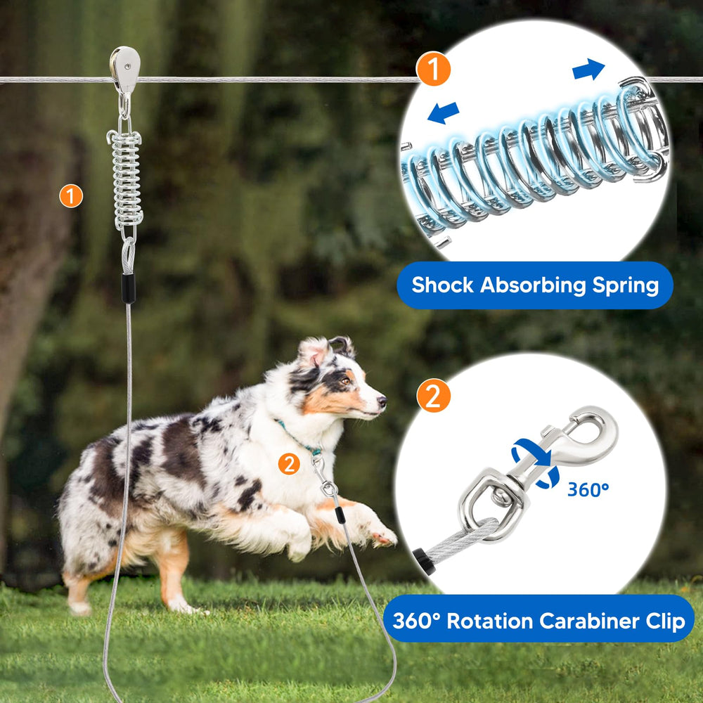 LUFFWELL 360 swivel clip prevents tangling while dogs explore.