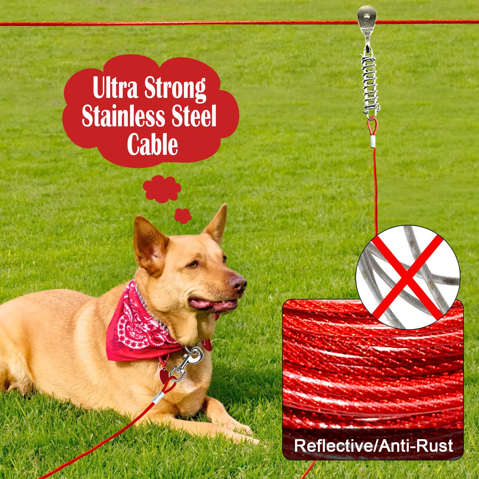 LUFFWELL 15ft tie-out cable provides quick, secure leash extension during play