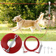 LUFFWELL dog runner main cable in action promoting safe yard roaming