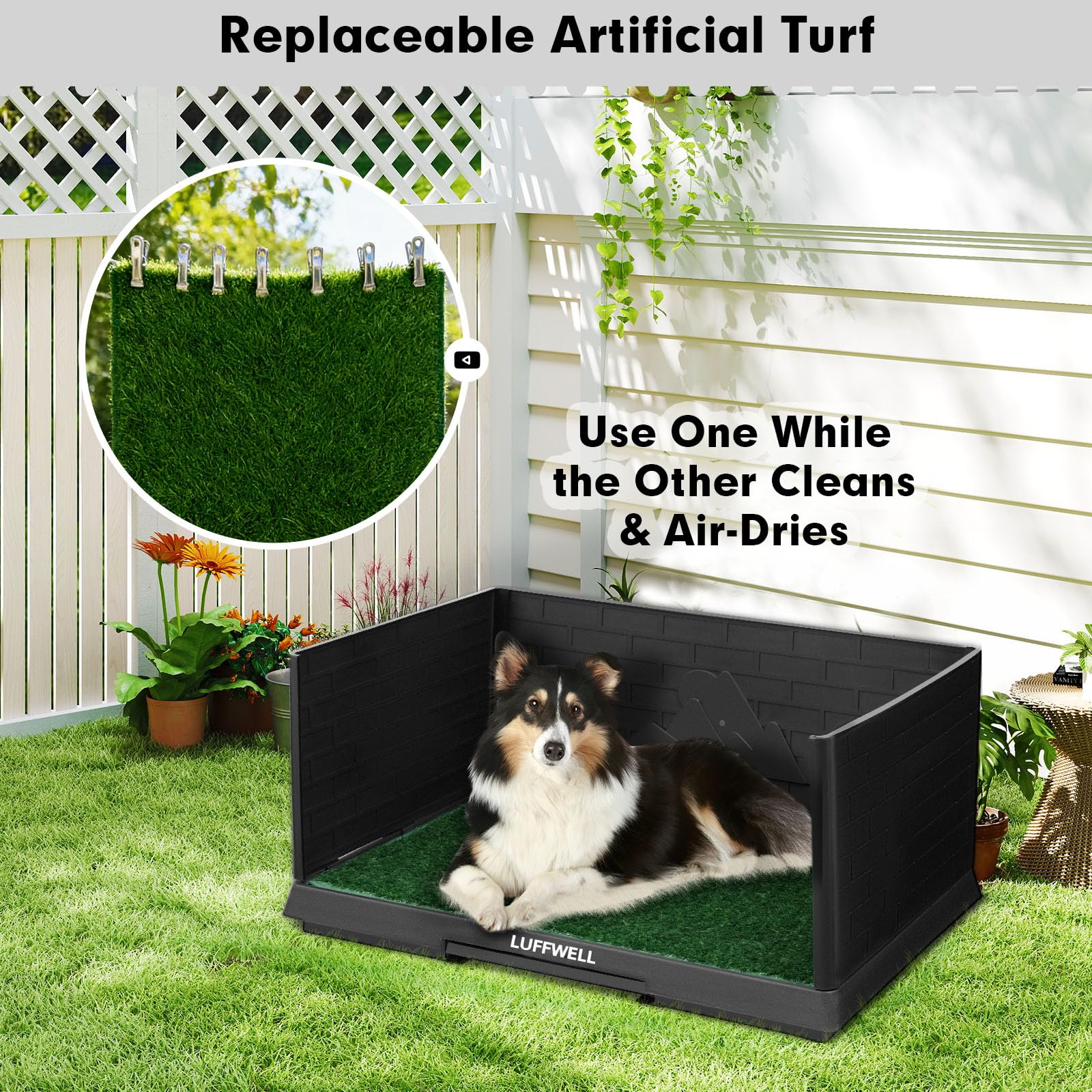 LUFFWELL indoor dog potty system supports apartments and busy owners