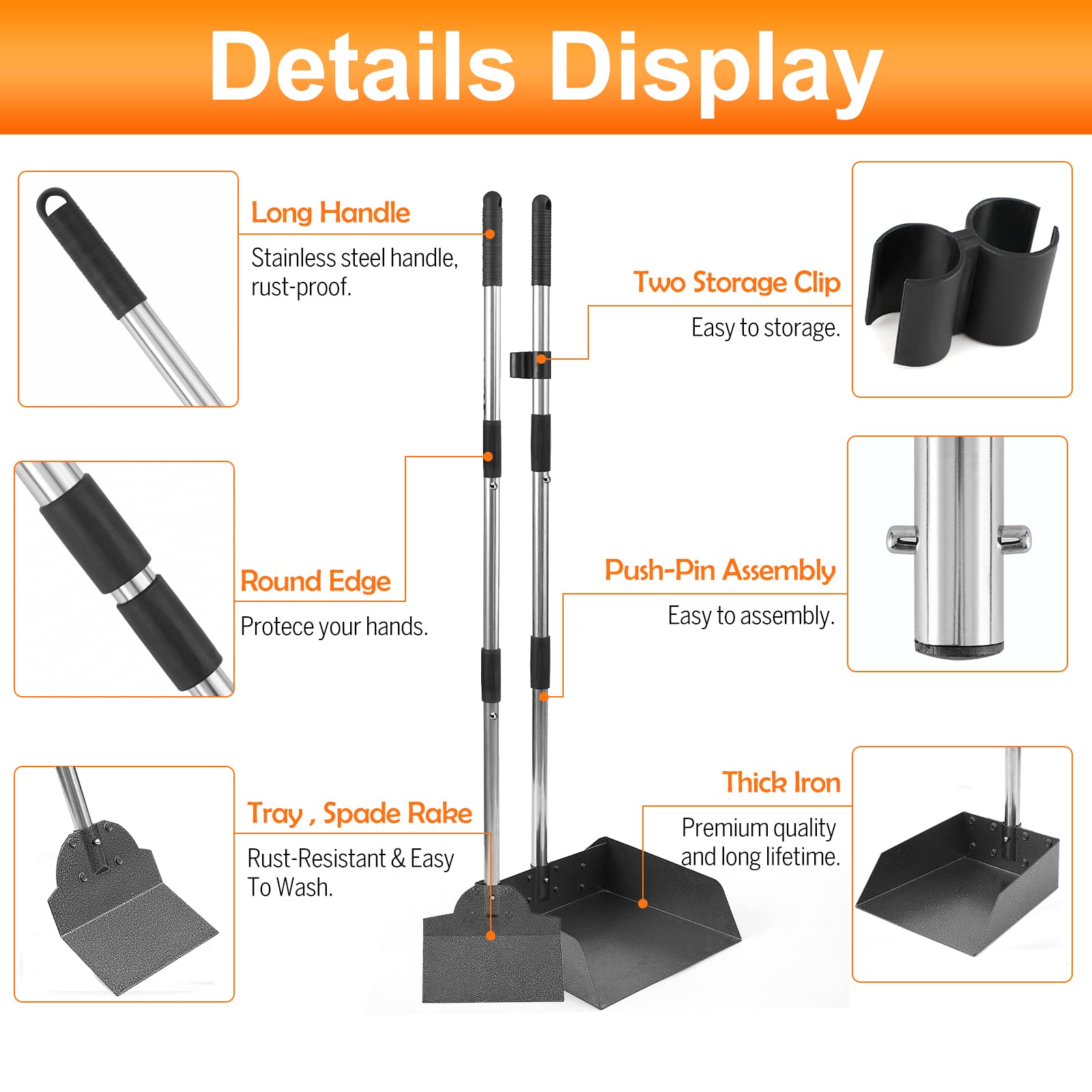 LUFFWELL Pooper Scooper adjustable handle enables comfortable standing use