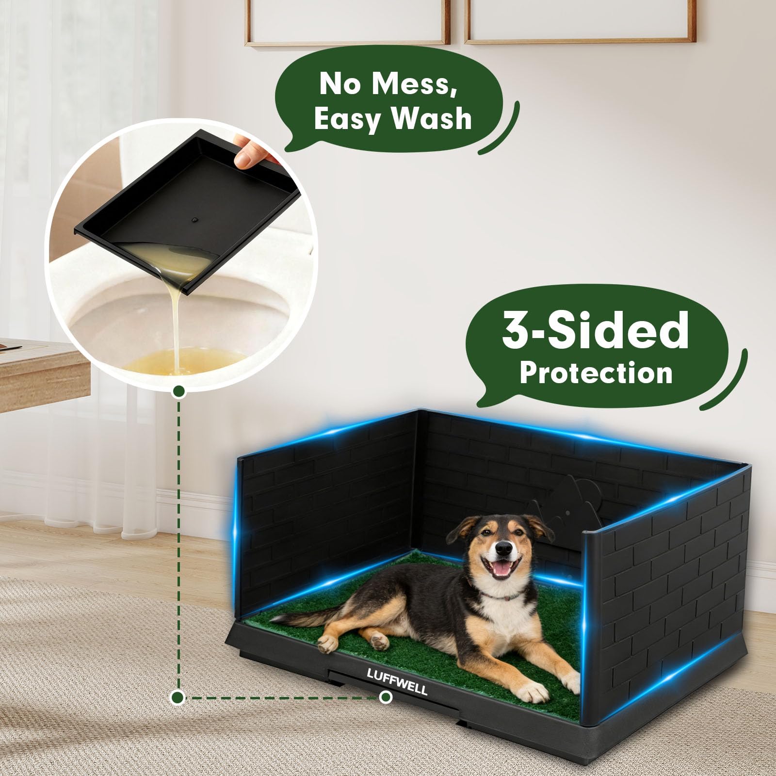 LUFFWELL reusable turf pads simulate real grass for natural instincts