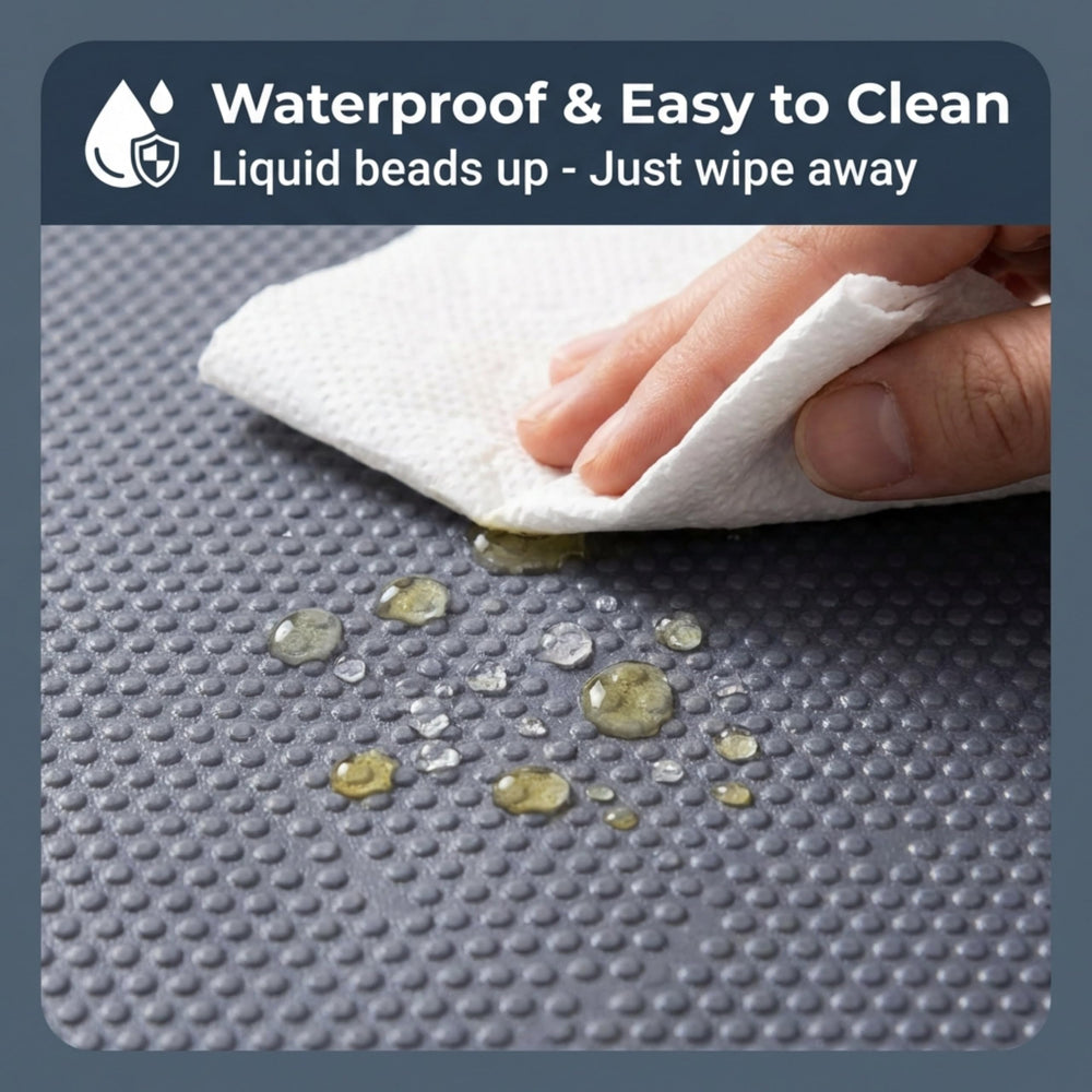 LUFTPETS liner positioned under a water bowl to prevent leaks