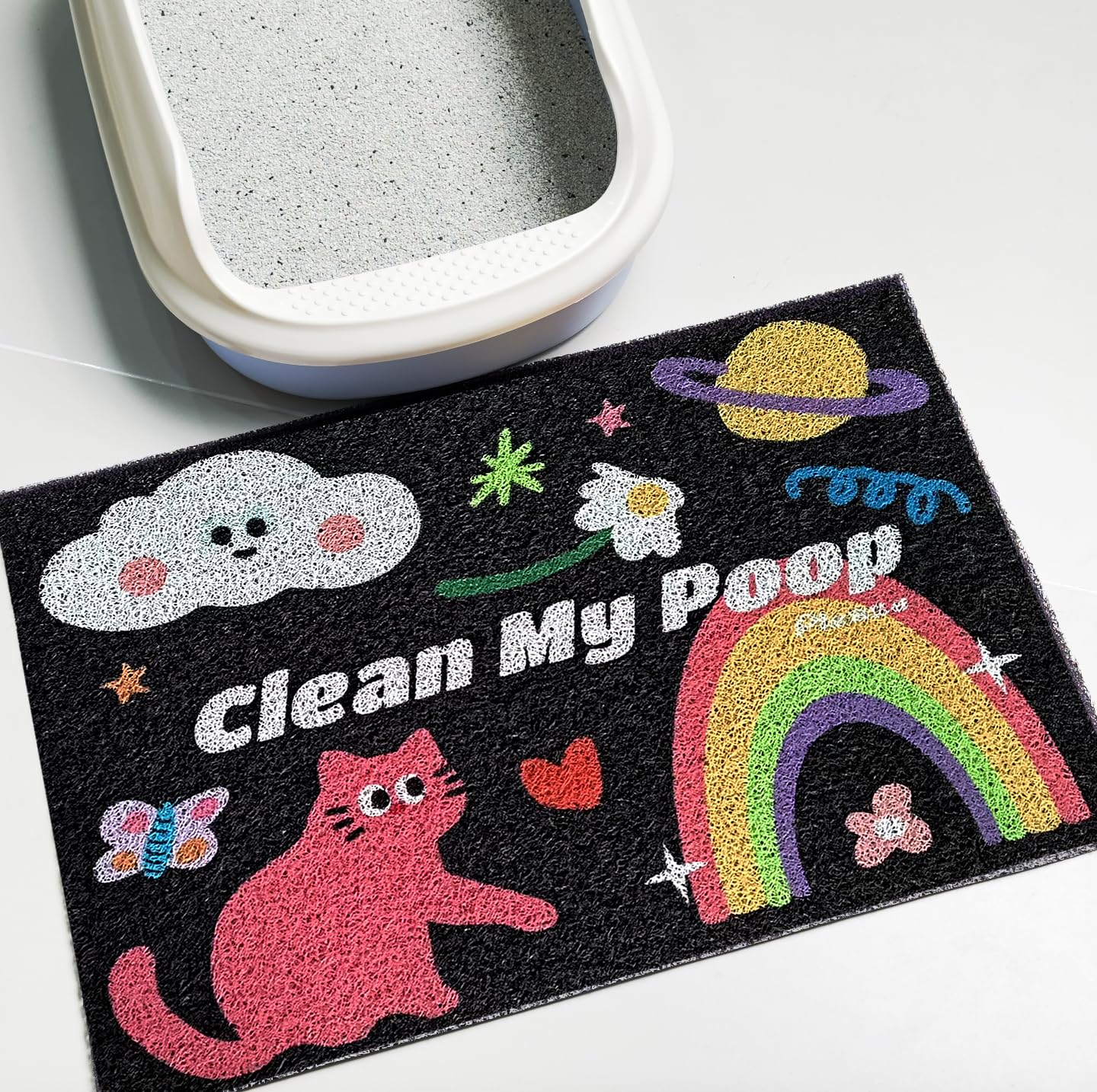 Lukamoo Cute Cat Litter Mat packaging included for quick setup.