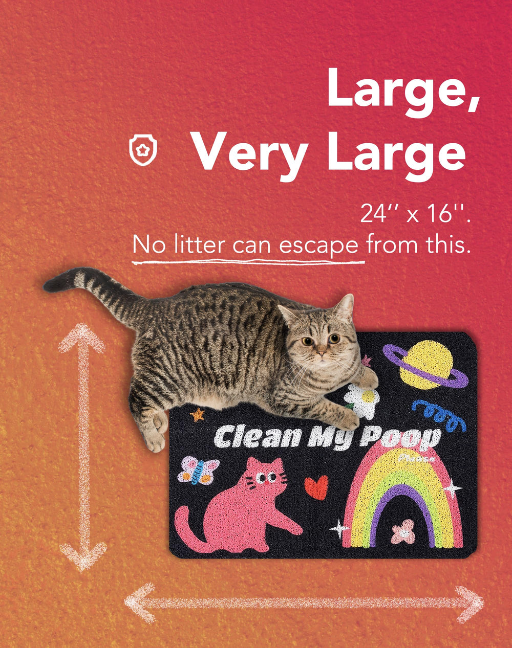 Lukamoo Cute Cat Litter Mat urine-proof layer protects floors.