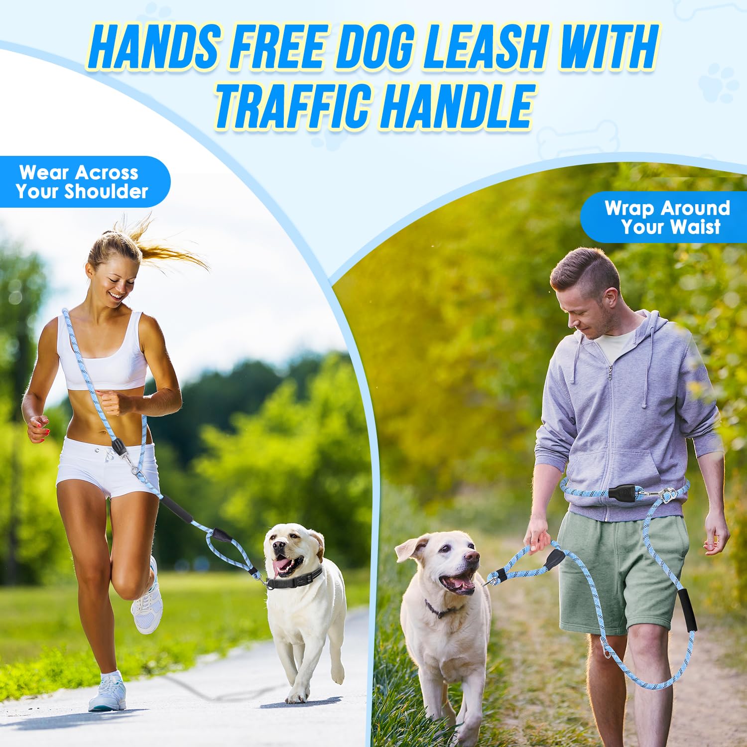 Lukovee adjustable waist leash demonstrates flexible fit for comfortable all day wear.