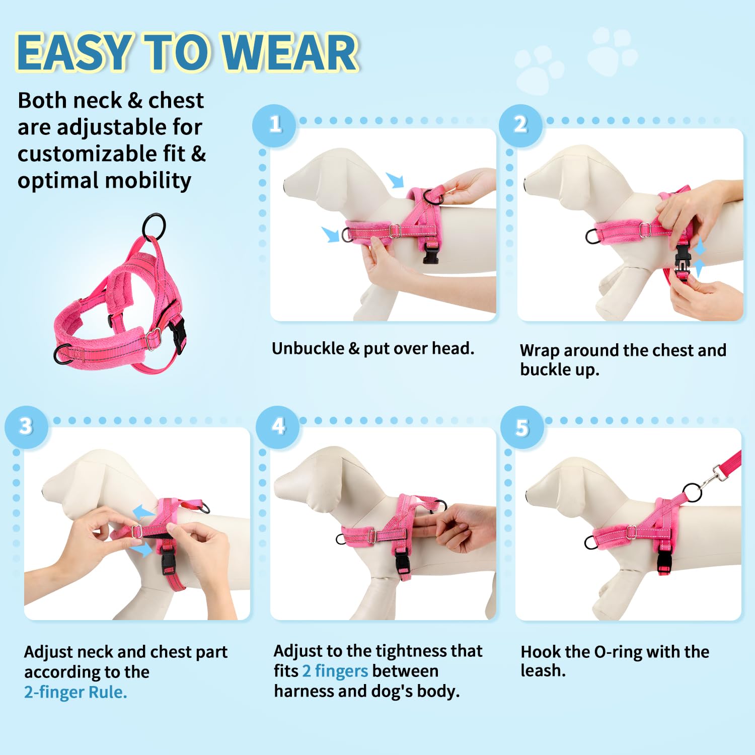 Lukovee back-ring bungee-leash combo pink setting supports comfortable walks.