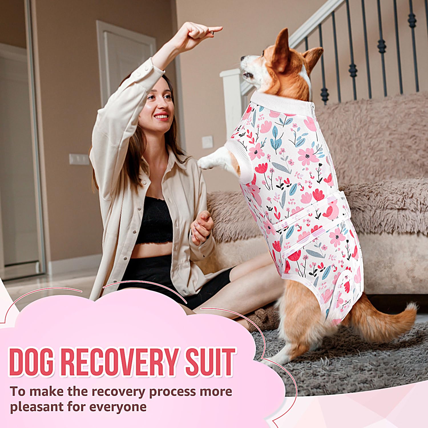 Lukovee breathable recovery suit keeps pets calm and comfortable.