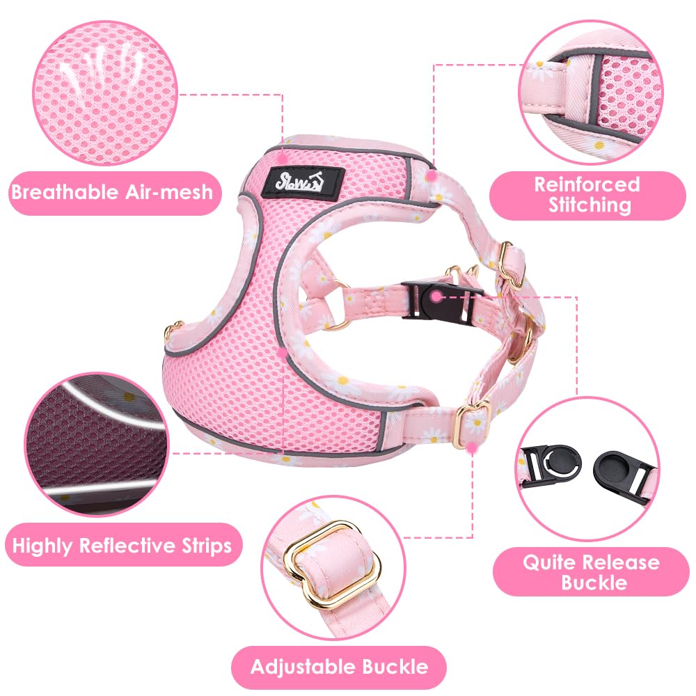 Lukovee Breathable mesh pink harness XXS emphasizes skin-friendly fabric